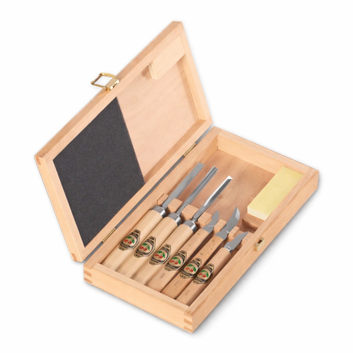 Kirschen Kerbschnitzbeitelsatz 7-teilig – Set mit Abziehstein