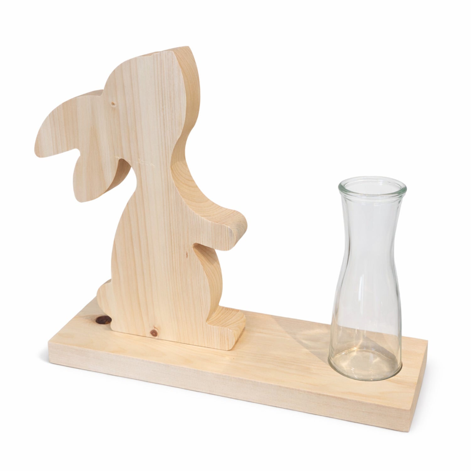 Coniglio di legno con vaso di pino cembro - coniglietto pasquale