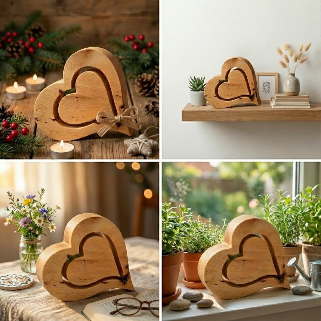 Zirbenholz Herz – Natürliches Dekoherz aus Zirbe 19 cm