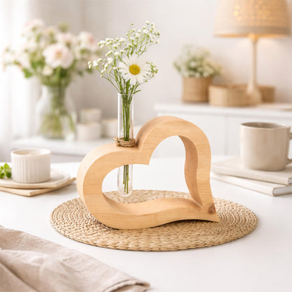 Zirbenholz Herz mit Glasröhrchen 20 cm