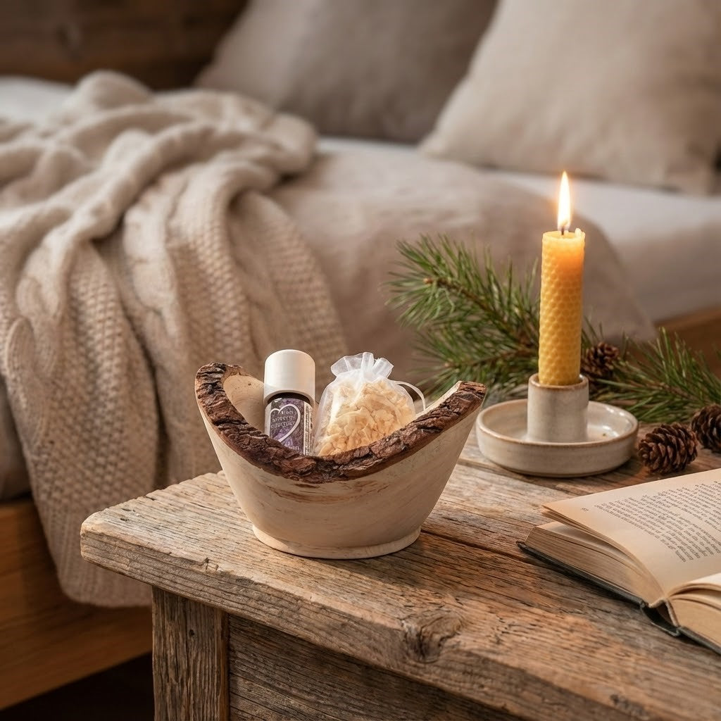 Zirbenholz Schüssel gedrechselt mit Zirbenspänen inkl. 5ml 100% naturreines ätherisches Zirbenöl