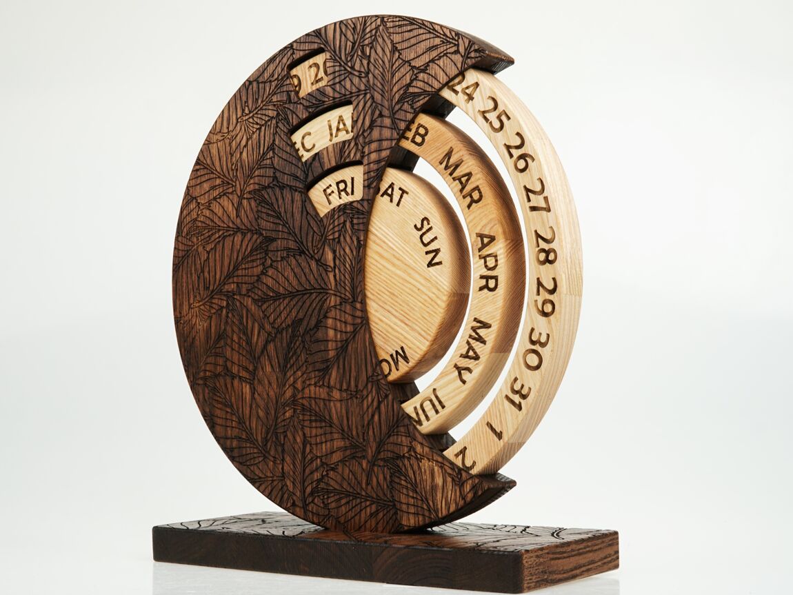Tischkalender aus Holz Natürlicher Eschenholzblock - EdpaS